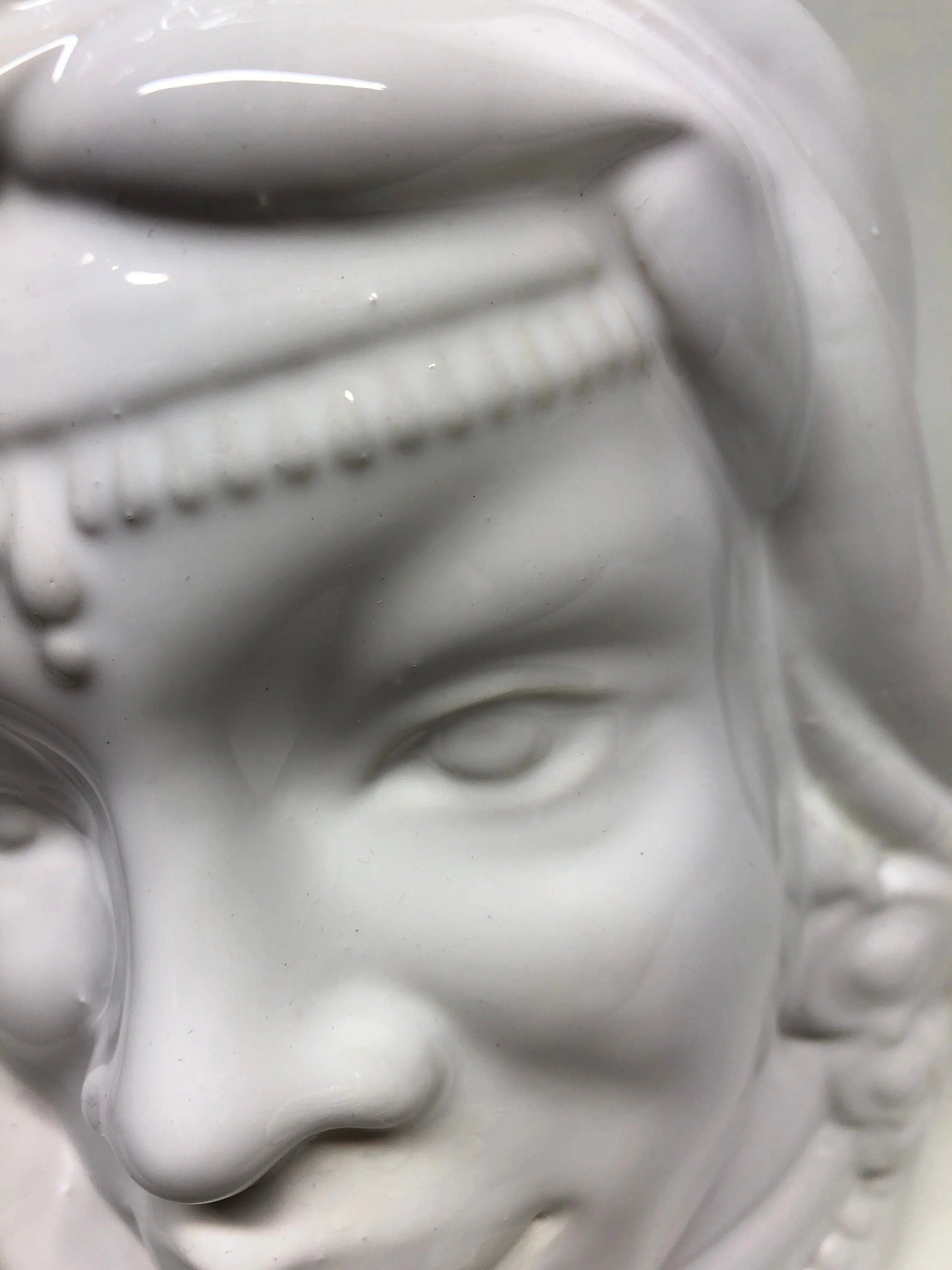 Teste di Moro Afro Ceramica Caltagirone cm H.25 L.17 Artigianale Bianco DD CERAMICHE SICILIANE