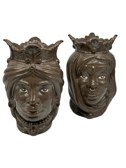 Teste di Moro Afro Ceramica Caltagirone cm H.25 L.17 Artigianale Fango DD CERAMICHE SICILIANE