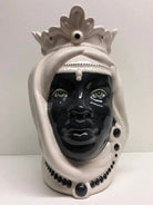 Teste di Moro Afro Ceramica Caltagirone cm H.25 L.17 Artigianale Bicolore Bianco Nero DD CERAMICHE SICILIANE