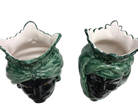 Teste di Moro Afro Ceramica Caltagirone cm H.25 L.17 Artigianale Bicolore Verde Nero - DD CERAMICHE SICILIANE