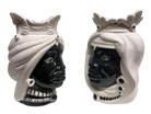 Teste di Moro Afro Ceramica Caltagirone cm H.25 L.17 Artigianale Bicolore Bianco Nero - DD CERAMICHE SICILIANE
