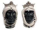 Teste di Moro Afro Ceramica Caltagirone cm H.25 L.17 Artigianale Bicolore Bianco Nero - DD CERAMICHE SICILIANE