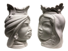 Teste di Moro Afro Ceramica Caltagirone cm H.25 L.17 Artigianale Bianco - DD CERAMICHE SICILIANE