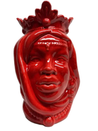 Teste di Moro Afro Ceramica Caltagirone cm H.25 L.17 Artigianale Rosso - DD CERAMICHE SICILIANE
