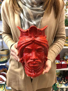 Teste di Moro Afro Ceramica Caltagirone cm H.25 L.17 Artigianale Rosso - DD CERAMICHE SICILIANE