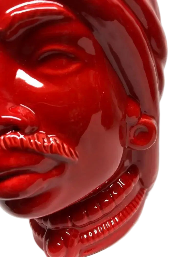 Teste di Moro Afro Ceramica Caltagirone cm H.25 L.17 Artigianale Rosso - DD CERAMICHE SICILIANE