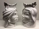 Teste di Moro Afro Ceramica Caltagirone cm H.25 L.17 Artigianale Bianco DD CERAMICHE SICILIANE