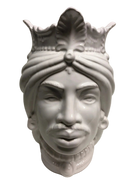 Teste di Moro Afro Ceramica Caltagirone cm H.25 L.17 Artigianale Bianco - DD CERAMICHE SICILIANE