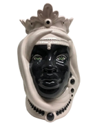 Teste di Moro Afro Ceramica Caltagirone cm H.25 L.17 Artigianale Bicolore Bianco Nero - DD CERAMICHE SICILIANE
