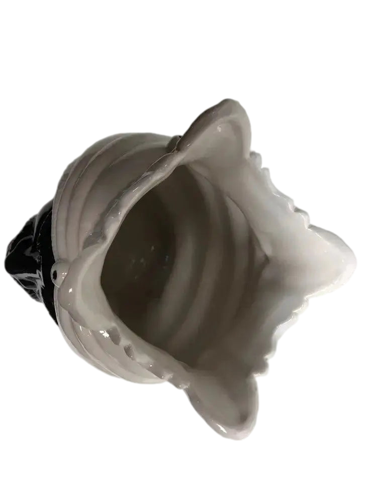 Teste di Moro Afro Ceramica Caltagirone cm H.25 L.17 Artigianale Bicolore Bianco Nero - DD CERAMICHE SICILIANE