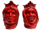Teste di Moro Afro Ceramica Caltagirone cm H.25 L.17 Artigianale Rosso - DD CERAMICHE SICILIANE