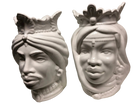 Teste di Moro Afro Ceramica Caltagirone cm H.25 L.17 Artigianale Bianco - DD CERAMICHE SICILIANE