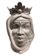 Teste di Moro Afro Ceramica Caltagirone cm H.25 L.17 Artigianale Bianco - DD CERAMICHE SICILIANE