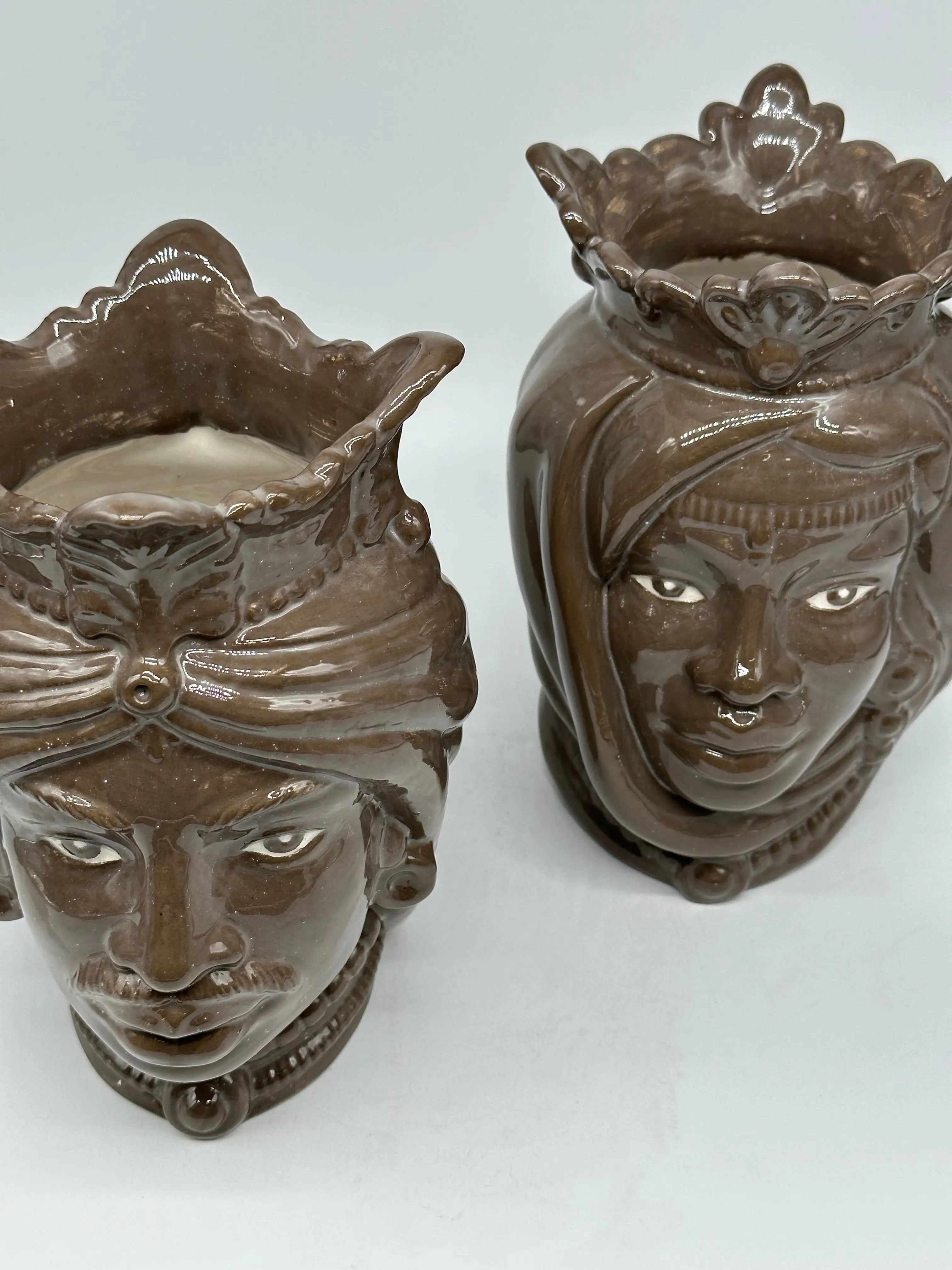 Teste di Moro Afro Ceramica Caltagirone cm H.25 L.17 Artigianale Fango DD CERAMICHE SICILIANE