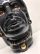 Teste di Moro Afro Ceramica Caltagirone cm H.25 L.17 Artigianale Nero dettagli Oro DD CERAMICHE SICILIANE