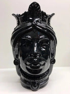 Teste di Moro Afro Ceramica Caltagirone cm H.25 L.17 Artigianale Nero Lucido DD CERAMICHE SICILIANE