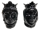 Teste di Moro Afro Ceramica Caltagirone cm H.25 L.17 Artigianale Nero Lucido - DD CERAMICHE SICILIANE