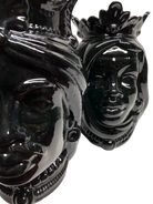 Teste di Moro Afro Ceramica Caltagirone cm H.25 L.17 Artigianale Nero Lucido - DD CERAMICHE SICILIANE