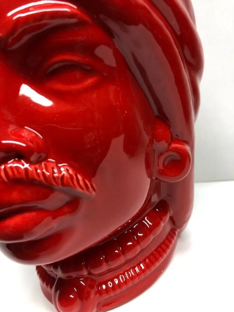 Teste di Moro Afro Ceramica Caltagirone cm H.25 L.17 Artigianale Rosso DD CERAMICHE SICILIANE