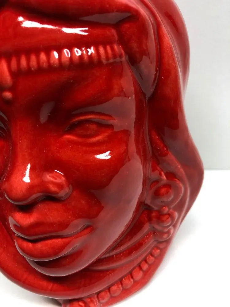 Teste di Moro Afro Ceramica Caltagirone cm H.25 L.17 Artigianale Rosso DD CERAMICHE SICILIANE