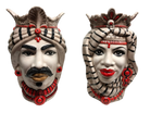 Teste di Moro Afro Ceramica Caltagirone cm H.35 L.23 Artigianale Turbante Striscie - DD CERAMICHE SICILIANE