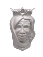 Teste di Moro Afro Ceramica Caltagirone cm H.35 L.23 Artigianale Bianco Opaco DD CERAMICHE SICILIANE