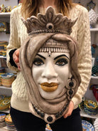 Teste di Moro Afro Ceramica Caltagirone cm H.35 L.23 Artigianale Beige Écru DD CERAMICHE SICILIANE