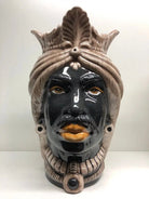 Teste di Moro Afro Ceramica Caltagirone cm H.35 L.23 Artigianale Beige Écru DD CERAMICHE SICILIANE