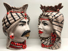 Teste di Moro Afro Ceramica Caltagirone cm H.35 L.23 Artigianale Turbante Striscie DD CERAMICHE SICILIANE
