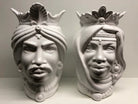 Teste di Moro Afro Ceramica Caltagirone cm H.35 L.23 Artigianale Bianco DD CERAMICHE SICILIANE