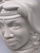 Teste di Moro Afro Ceramica Caltagirone cm H.35 L.23 Artigianale Bianco Opaco DD CERAMICHE SICILIANE