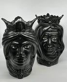 Teste di Moro Afro Ceramica Caltagirone cm H.35 L.23 Artigianale Nero Opaco - TESTE DI MORO