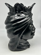 Teste di Moro Afro Ceramica Caltagirone cm H.35 L.23 Artigianale Nero Opaco - TESTE DI MORO