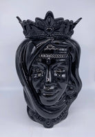 Teste di Moro Afro Ceramica Caltagirone cm H.37 L.24 Artigianale Nero Lucido DD CERAMICHE SICILIANE