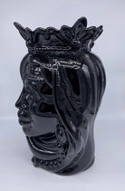 Teste di Moro Afro Ceramica Caltagirone cm H.37 L.24 Artigianale Nero Lucido DD CERAMICHE SICILIANE