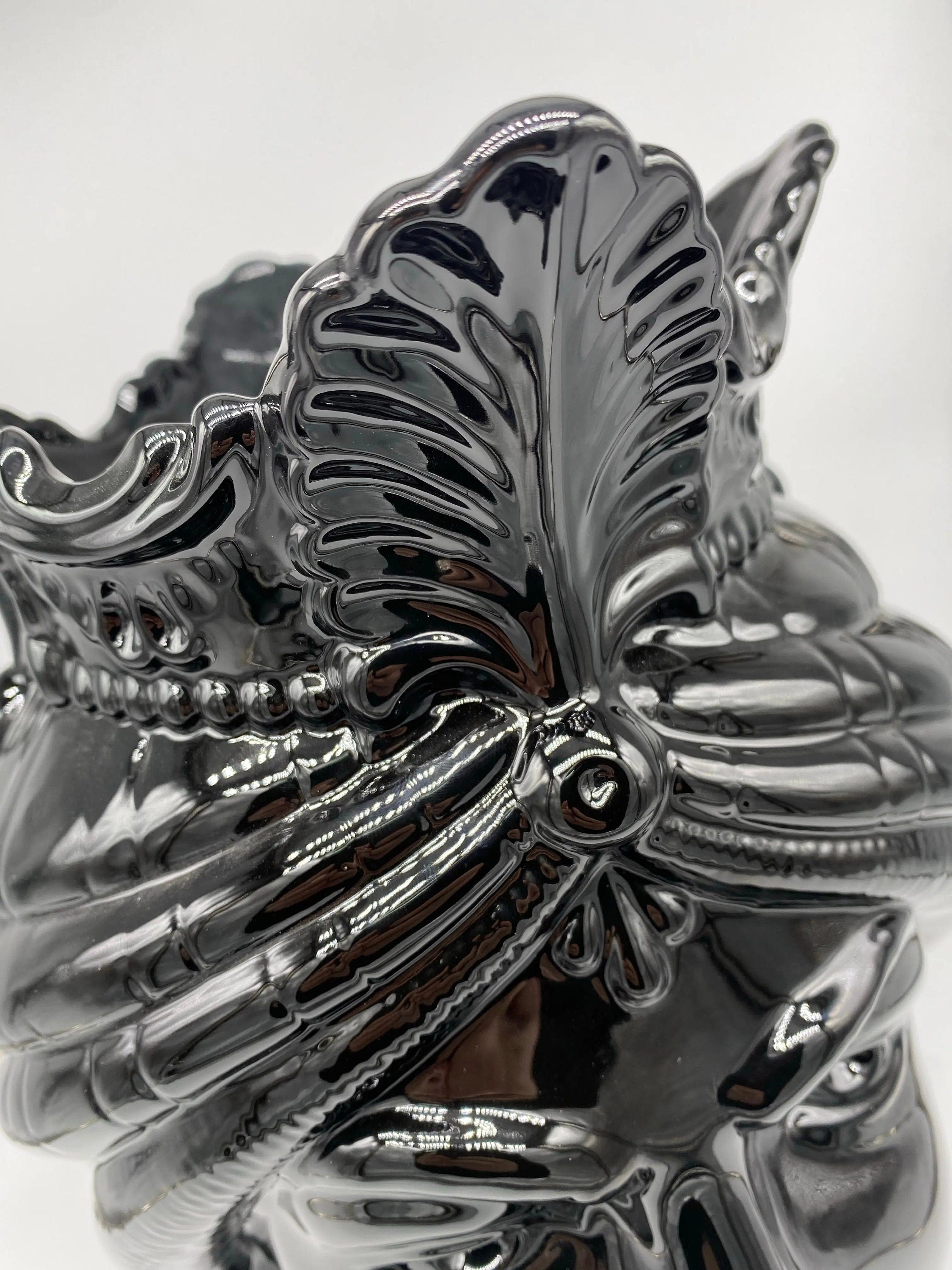 Teste di Moro Afro Ceramica Caltagirone cm H.37 L.24 Artigianale Nero Lucido DD CERAMICHE SICILIANE