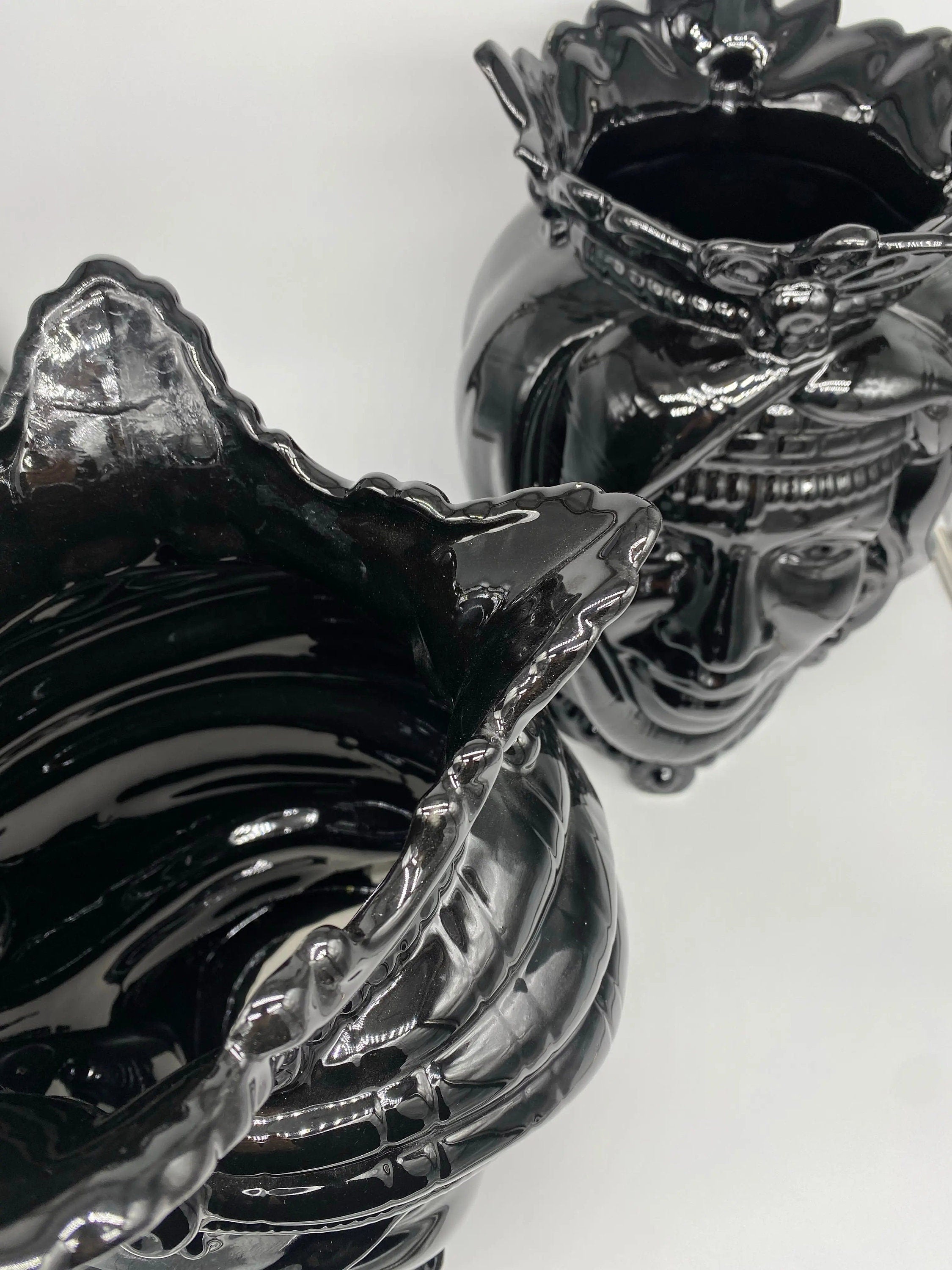 Teste di Moro Afro Ceramica Caltagirone cm H.37 L.24 Artigianale Nero Lucido DD CERAMICHE SICILIANE