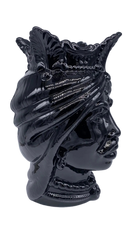 Teste di Moro Afro Ceramica Caltagirone cm H.37 L.24 Artigianale Nero Lucido - DD CERAMICHE SICILIANE