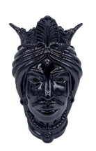 Teste di Moro Afro Ceramica Caltagirone cm H.37 L.24 Artigianale Nero Lucido - DD CERAMICHE SICILIANE