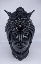 Teste di Moro Afro Ceramica Caltagirone cm H.37 L.24 Artigianale Nero Lucido DD CERAMICHE SICILIANE