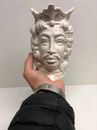 Teste di Moro Afro Frutta Ceramica Caltagirone cm H.18 L.12 Artigianale Bianco Opaco - DD CERAMICHE SICILIANE
