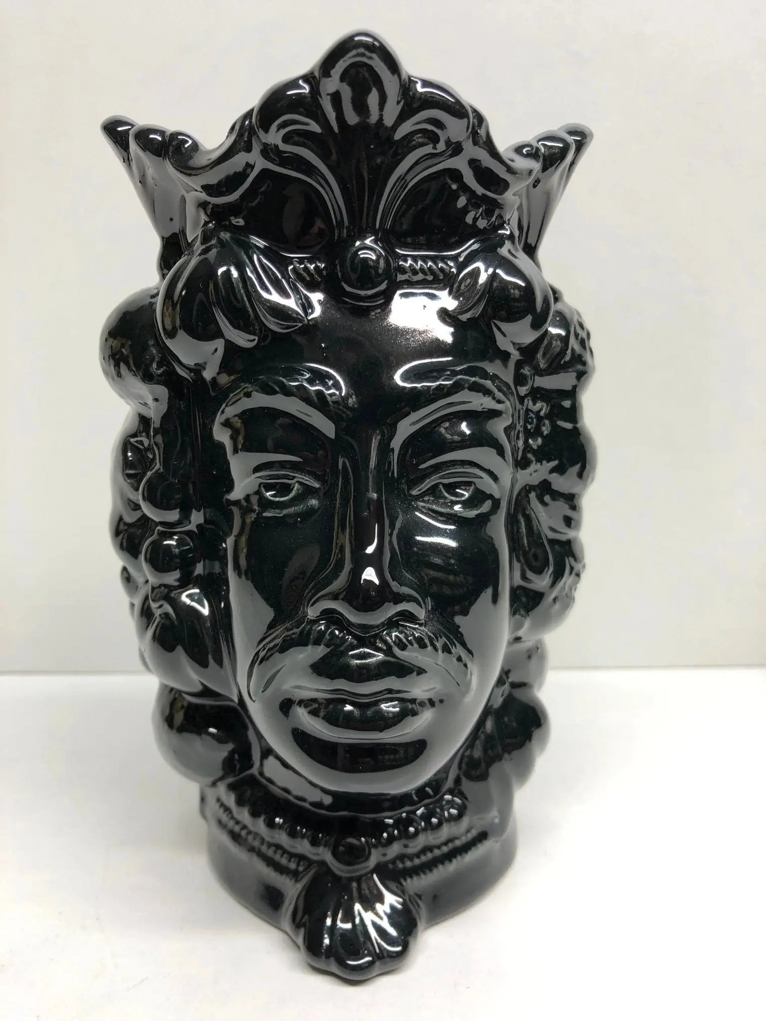 Teste di Moro Afro Frutta Ceramica Caltagirone cm H.18 L.12 Artigianale Nero - DD CERAMICHE SICILIANE