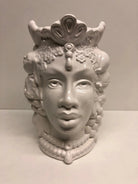 Teste di Moro Afro Frutta Ceramica Caltagirone cm H.18 L.12 Artigianale Bianco Lucido - DD CERAMICHE SICILIANE
