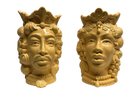 Teste di Moro Afro Frutta Ceramica Caltagirone cm H.18 L.12 Artigianale Giallo - DD CERAMICHE SICILIANE