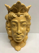 Teste di Moro Afro Frutta Ceramica Caltagirone cm H.18 L.12 Artigianale Giallo - DD CERAMICHE SICILIANE