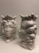 Teste di Moro Afro Frutta Ceramica Caltagirone cm H.18 L.12 Artigianale Bianco Lucido - DD CERAMICHE SICILIANE