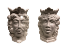 Teste di Moro Afro Frutta Ceramica Caltagirone cm H.18 L.12 Artigianale Bianco Lucido - DD CERAMICHE SICILIANE