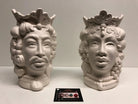 Teste di Moro Afro Frutta Ceramica Caltagirone cm H.18 L.12 Artigianale Bianco Opaco - DD CERAMICHE SICILIANE