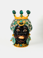 Teste di Moro Afro Traforate TDS Ceramica Caltagirone cm H.45 Artigianale Campito Verde - Uomo - TESTE DI MORO