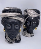 Teste di Moro Anubi Ceramica Caltagirone cm H.29 L.20 Artigianale Grigio Nero Oro DD CERAMICHE SICILIANE